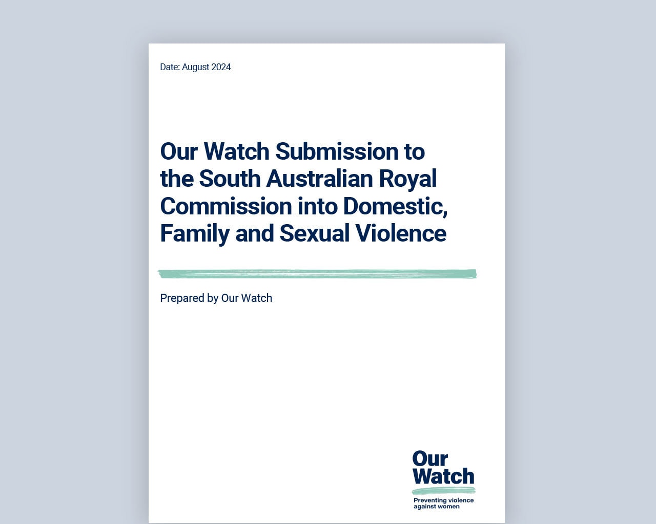 Submission to the South Australian Royal Commission into Domestic, Family and Sexual Violence