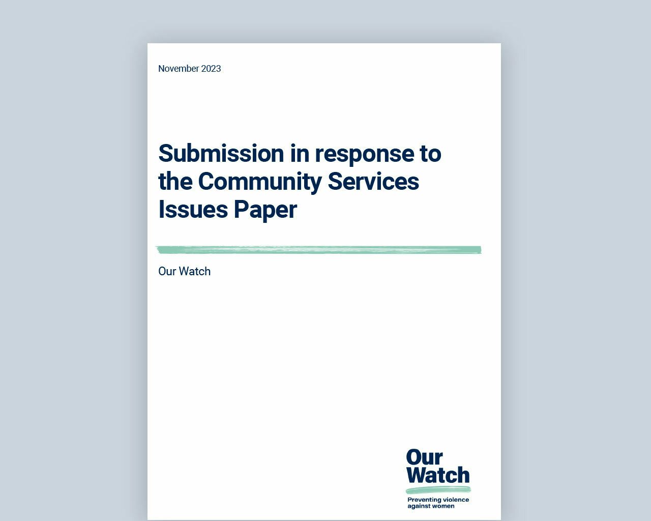 Submission community services issues paper