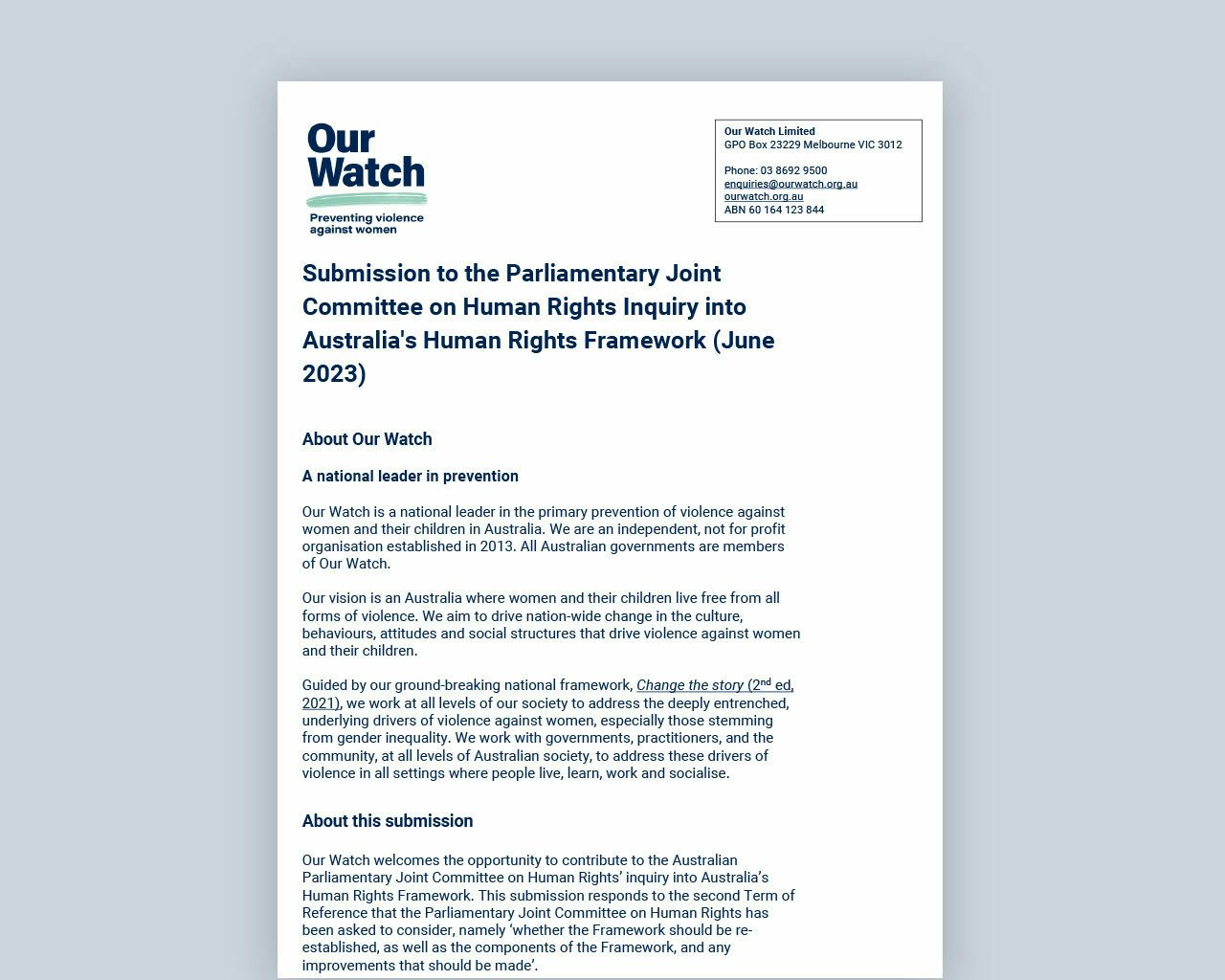 Submission human rights framework