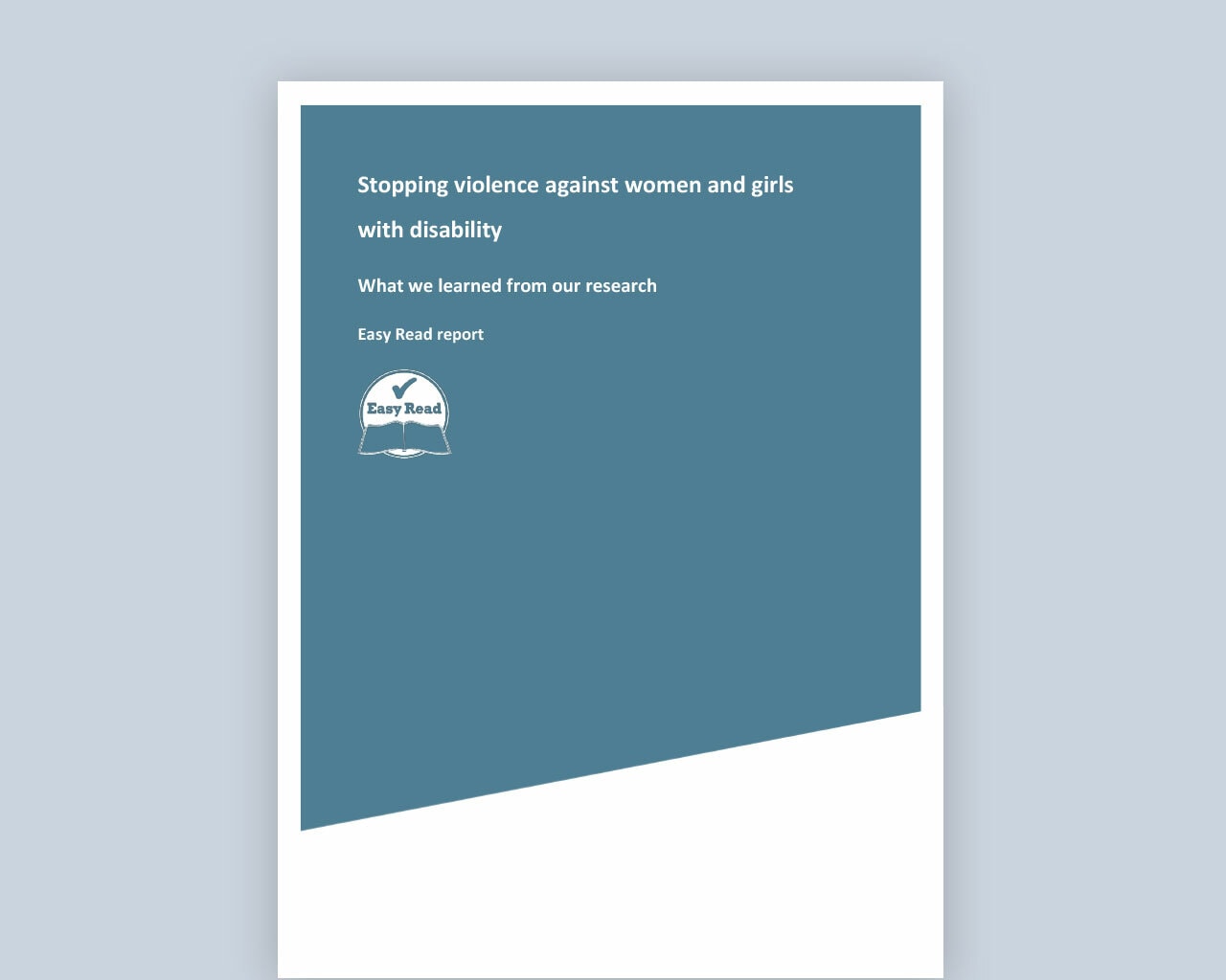 Stopping violence against women and girls with disability