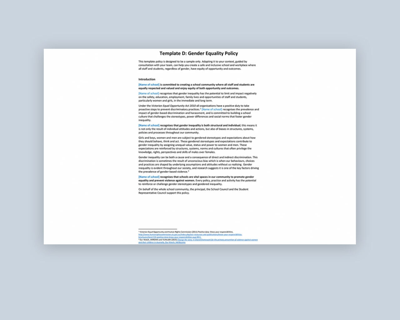 RRE Gender equality policy template