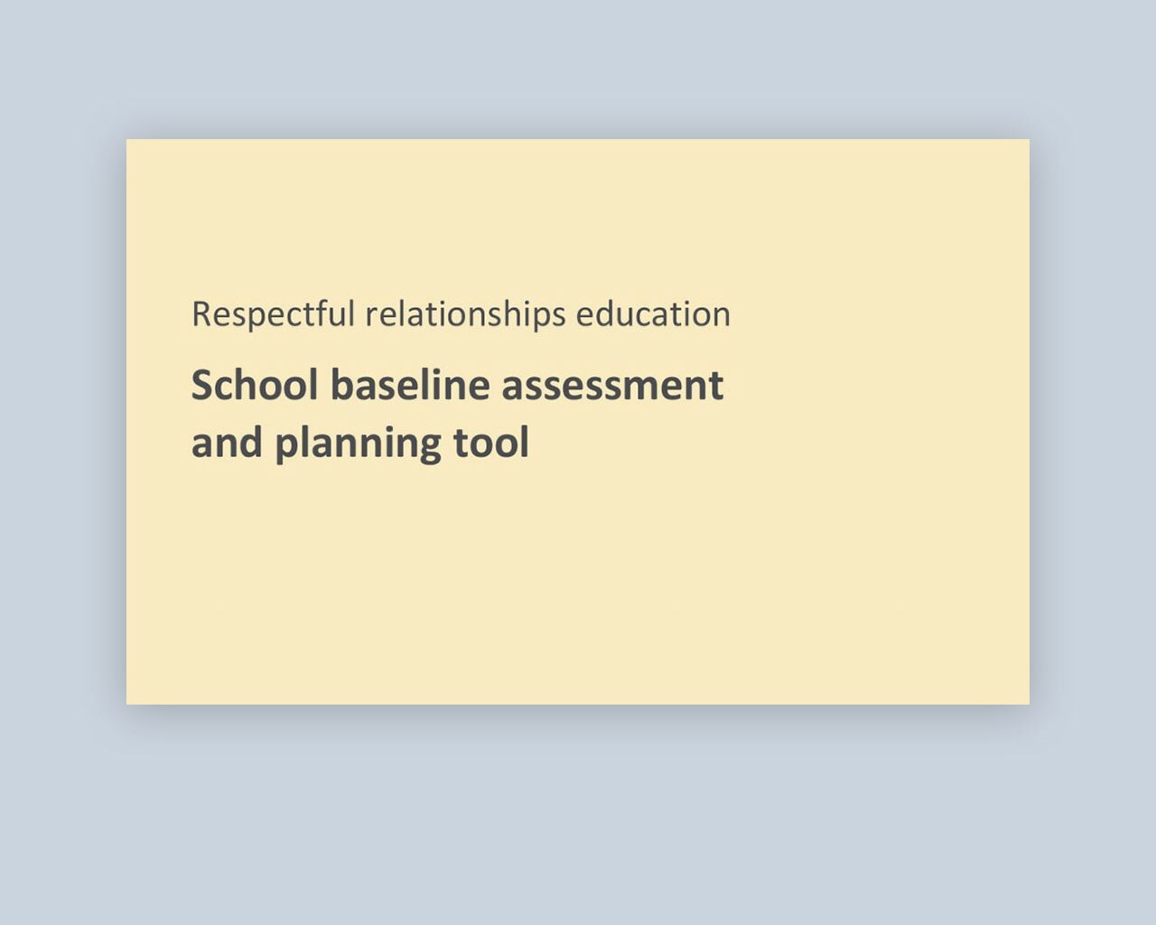 School baseline assessment and planning tool – assessment statements overview
