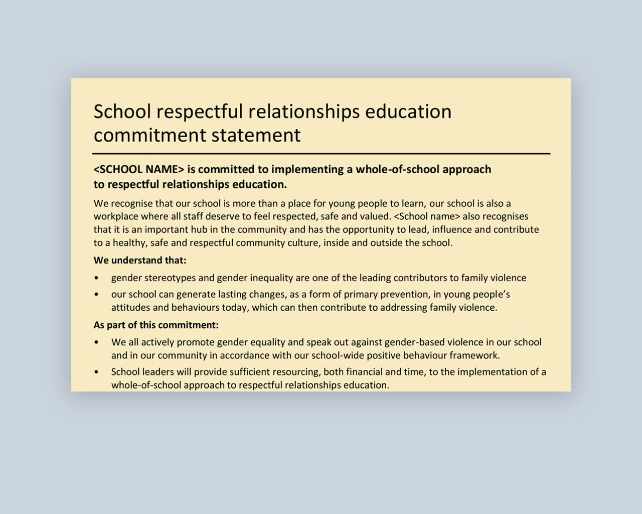 RRE commitment statement