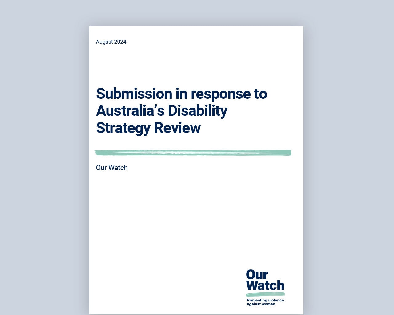 Submission in response to Australia's Disability Strategy Review